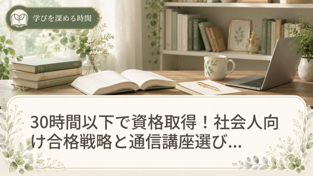 30時間以下で資格取得！社会人向け合格戦略と通信講座選びの環境要素3つ
