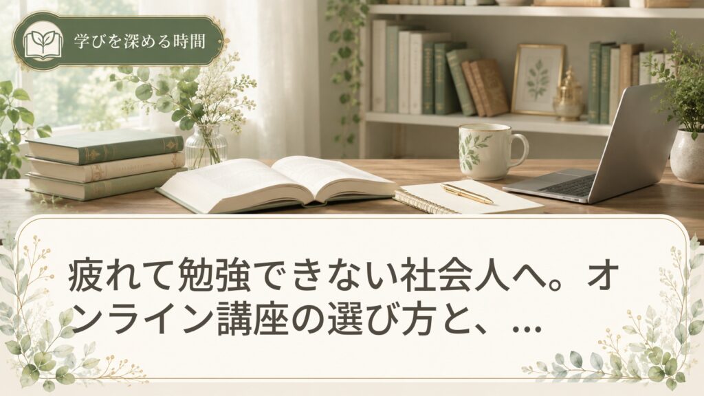 疲れて勉強できない社会人へ。オンライン講座の選び方と、無理なく続けられる3つの環境づくり
